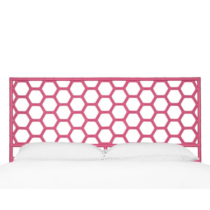 Honeycomb Wicker/Rattan Open-Frame Headboard, Hot Pink, King