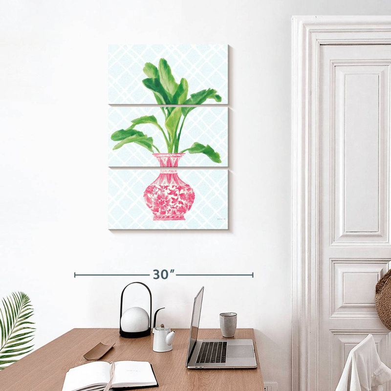 Harnek Palm Chinoiserie I - rose, H 32 po x l 20 po