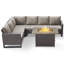 Ensemble de conversation modulaire en osier pour 6 personnes avec table de foyer et coussins Ingvald-848148472-848148473