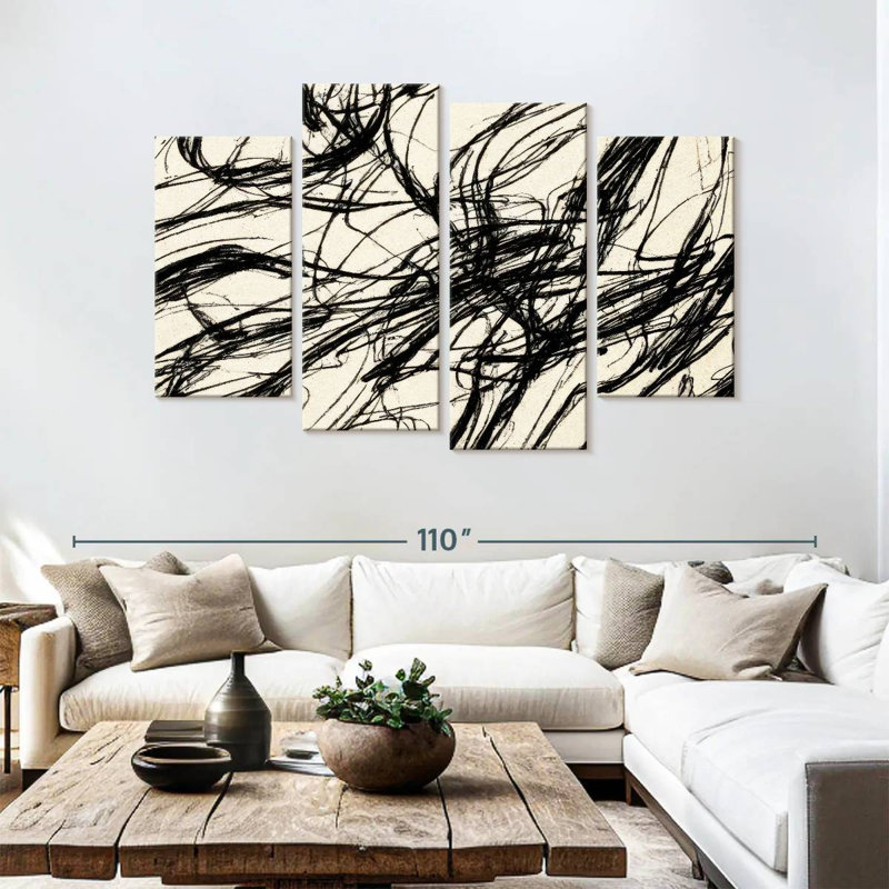 Avery Abstract Black Threads, 54" H x 84" W