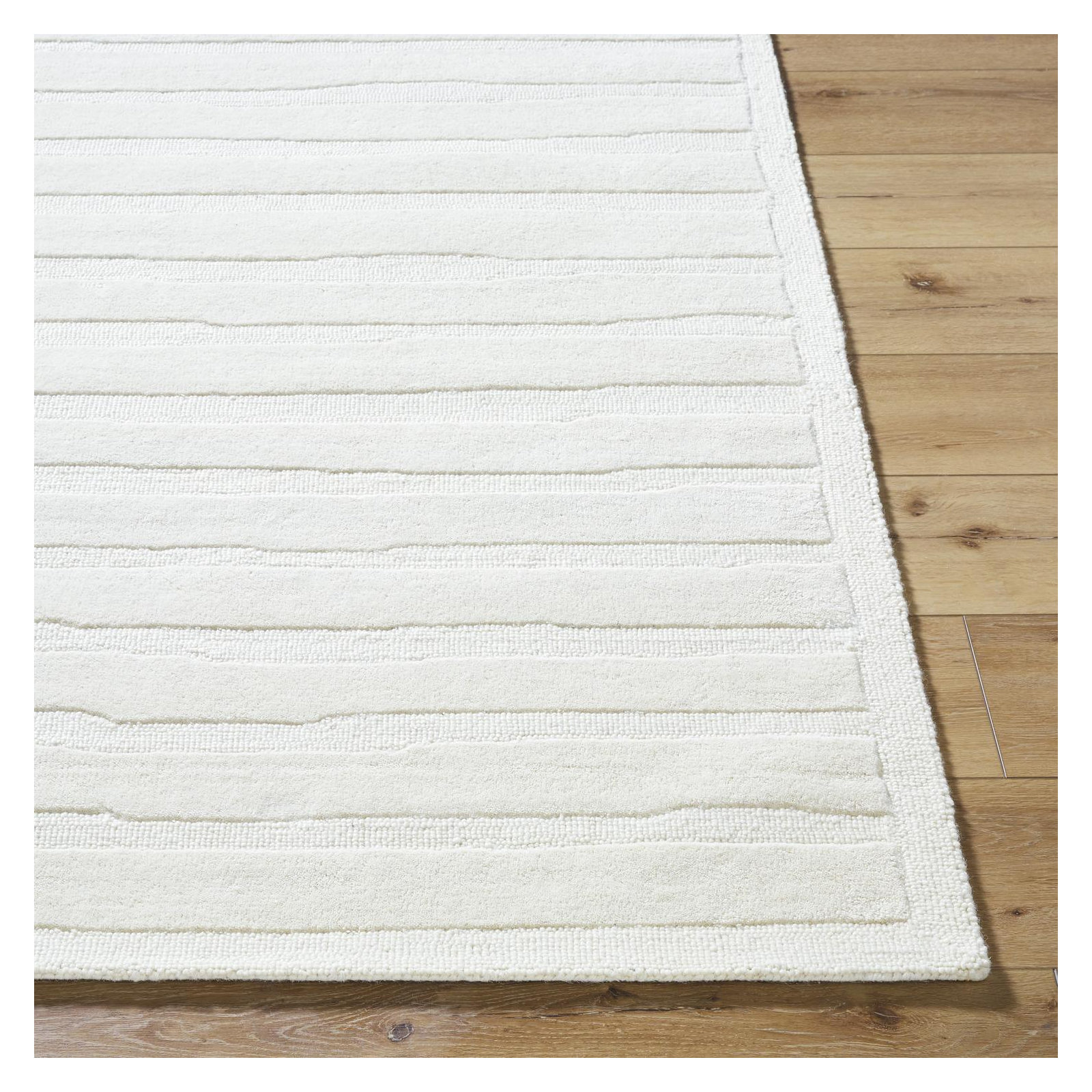 Polett Hand Tufted Wool Beige Rug, Rectangle 8' x 10'