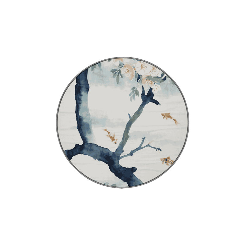 Tapis gris soyeux et moelleux, Rond 8 pi