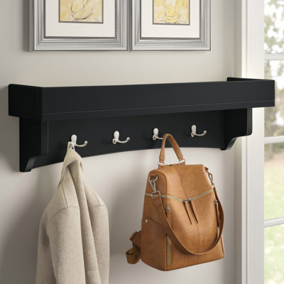 Ajwad Wall-Mounted Coat Rack with Shelf, Charcoal