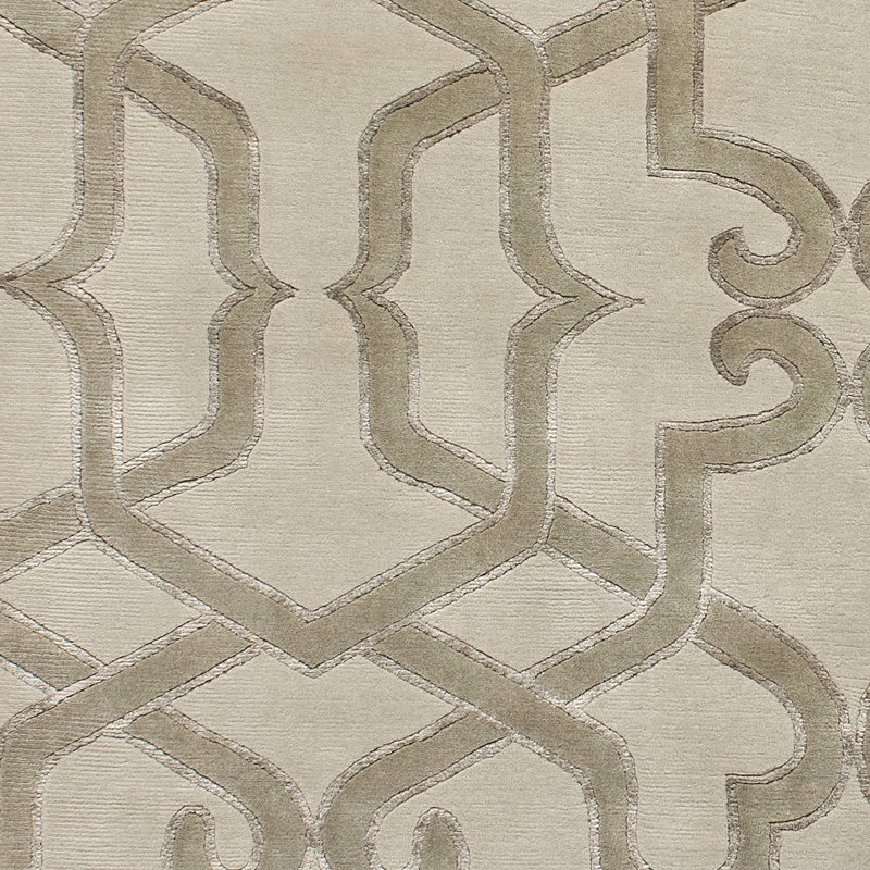 Tapis noué à la main ivoire / brun, Rectangle 6 pi x 9 pi