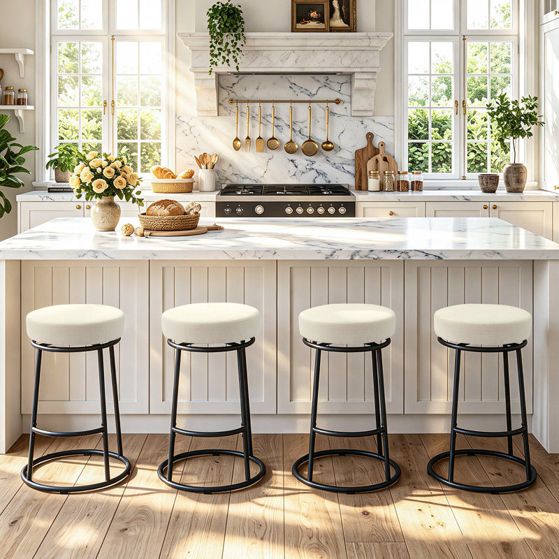 Tabouret de bar rotatif Modern, Beige, 4