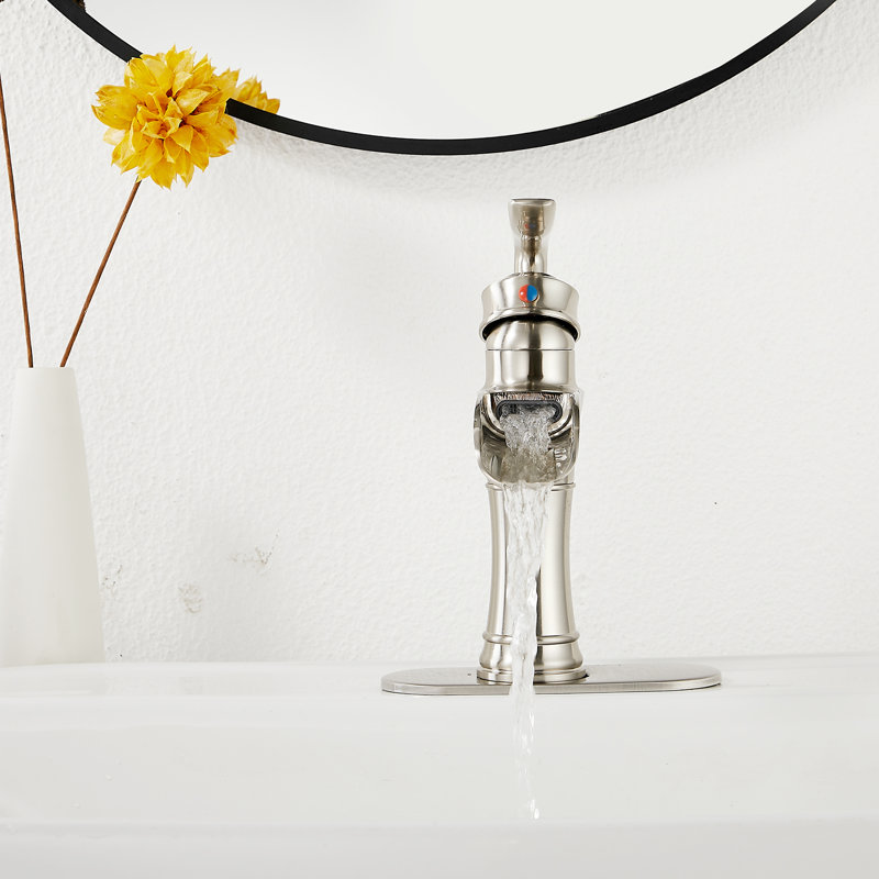 Single-Hole Single-handle Bathroom Faucet with Drain Assembly, Brushed Nickel