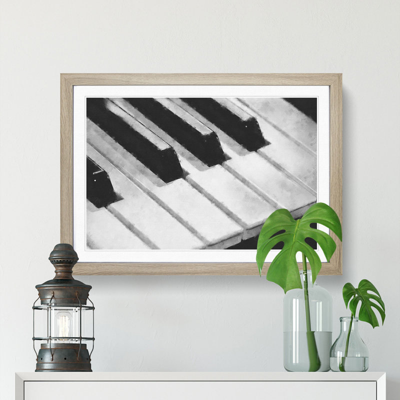 Keyboard Keys - Picture Frame Painting Print, 62cm H x 87cm W x 2cm D, Oak Framed