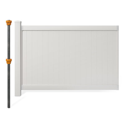 4ft H x 6ft W (1 Panel + 1 Post) No Dig WamBam Westport Fence Kit, White Vinyl Privacy Fence Panel, Easy DIY Installation Fence Panel Kit, Durable Outdoor Fence for Yard or Garden, BL19105