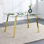 Table de salle à manger moderne moderne minimaliste avec plateau en verre trempé et pieds en métal doré-1306353567-1306353563