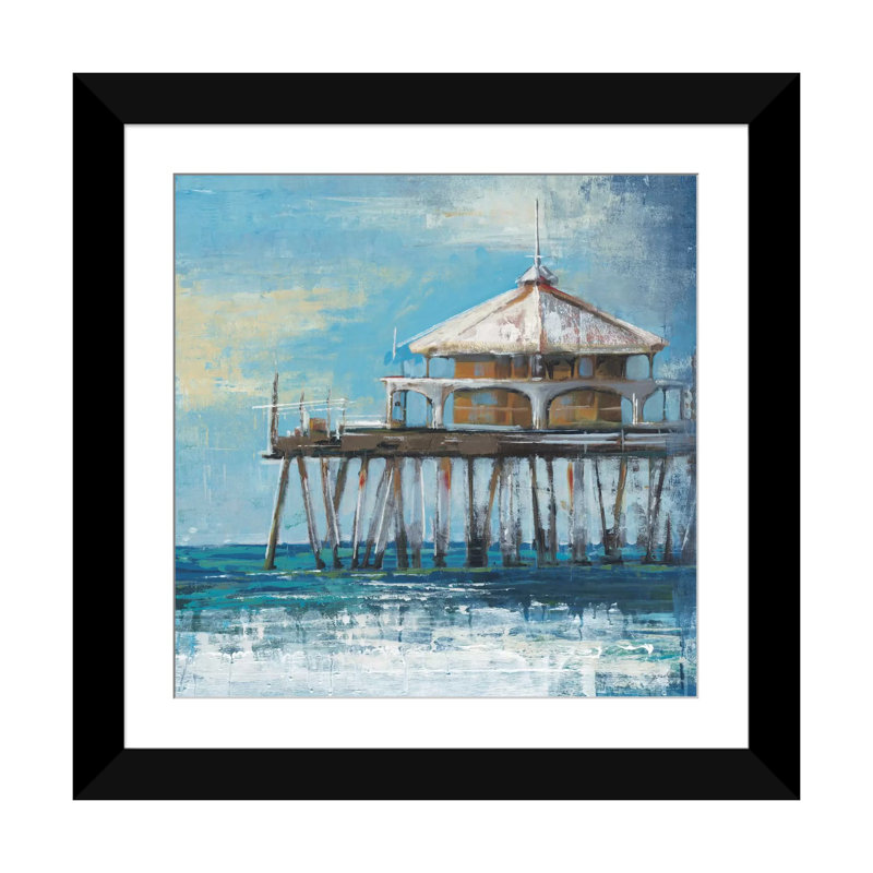 « boardwalk pilier », reproduction sur toile, H 16 po x l 16 po x P 1 po, Papier d'art encadré noir, Blanc
