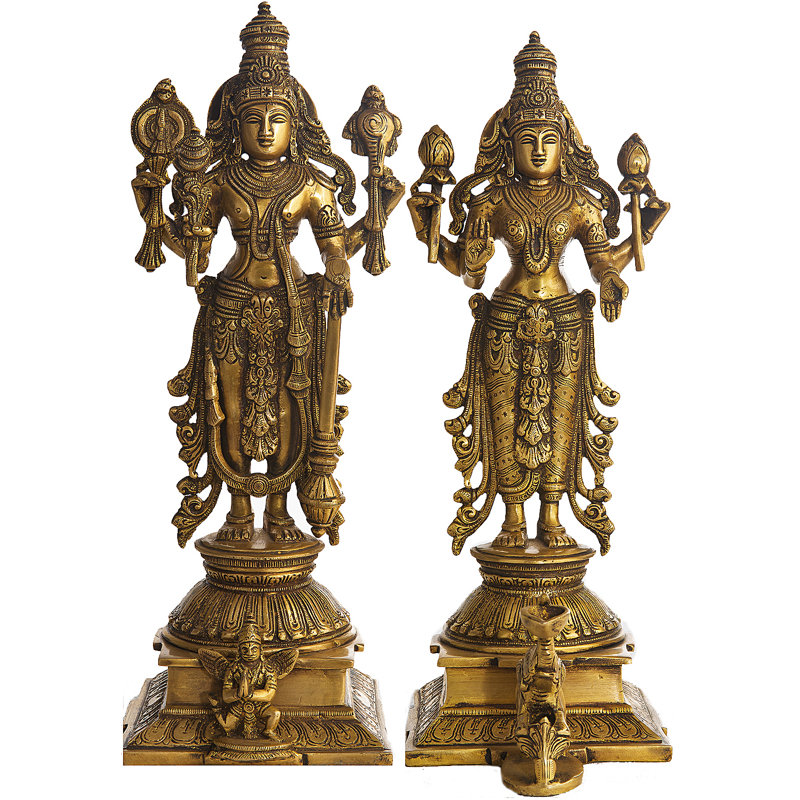 Ensemble de 2 statues lord Vishnu et déesse Lakshmi