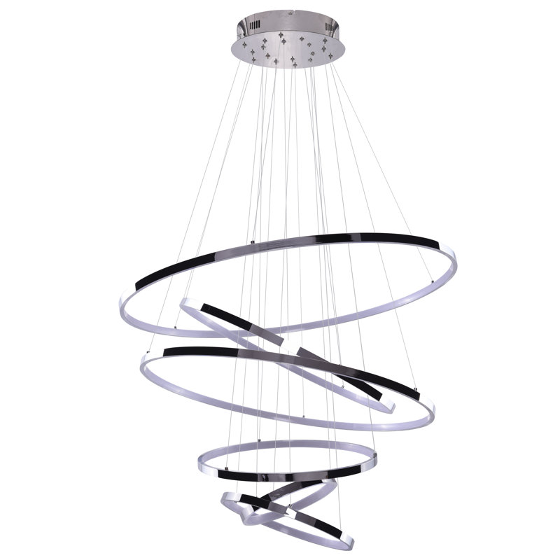 6 - Light LED Geometric Pendant, Chrome