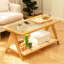 Table basse rectangulaire en bambou avec verre