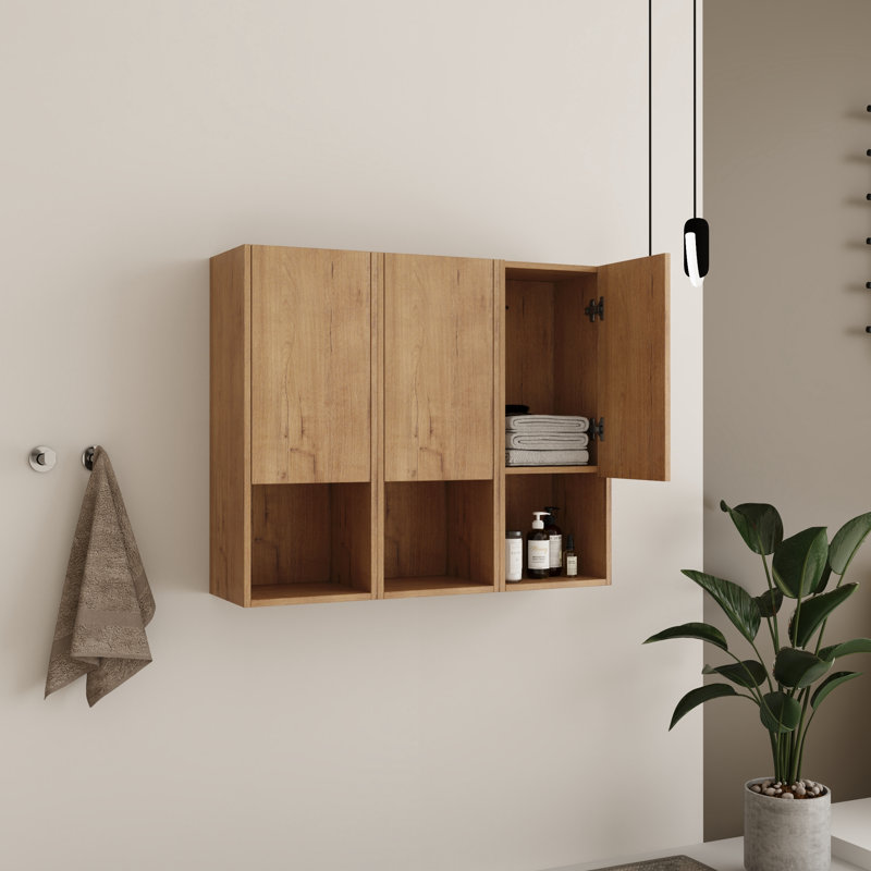 Aldermarsh 29.5"H Wall-Mounted Bathroom Cabinet, 29.5" H x 36" W x 9.81" D, Oak
