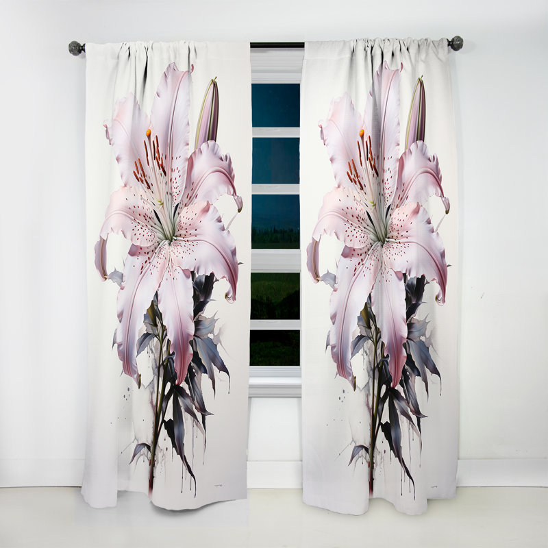 Galgano Hibiscus Glimmering Beauty I - Traditional Velvet Curtain - Room Darkening - 1 Panel, 52" W x 63" L