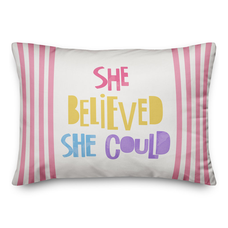  She Believed so She Did Striped Rectangular Pillow Cover & Insert