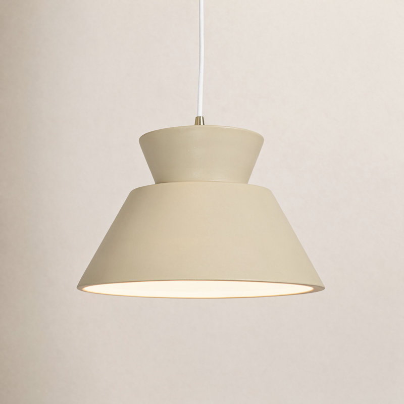 Logan 1 - Light Single Geometric Pendant, Antique Brass/White Cord, LED (Integrated), Muted Yellow