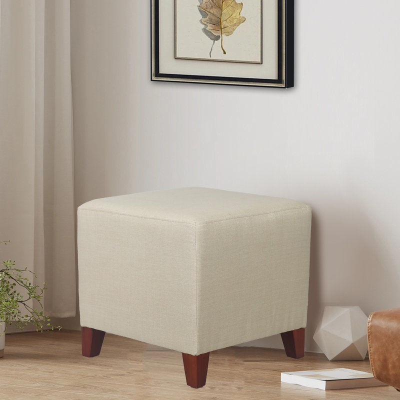 Moorhouse Upholstered Ottoman, Beige Linen Blend