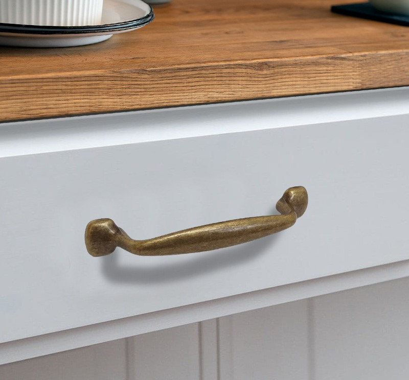 Worn Brass "Trento" Transitional Cabinet Hardware, 5" Drawer Pull