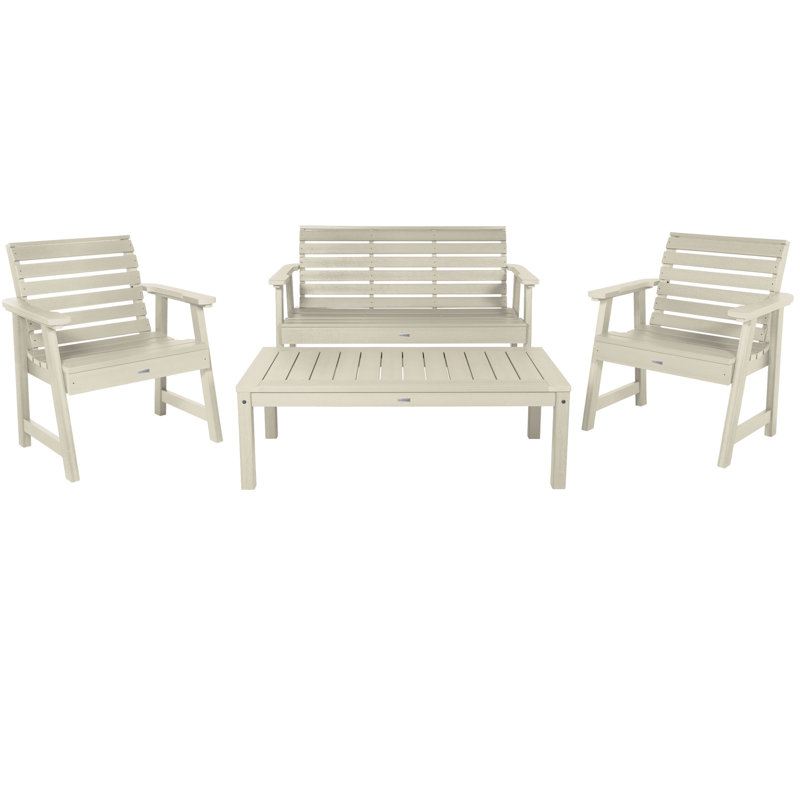 Anette 4 - Person Patio Conversation Set, Whitewash