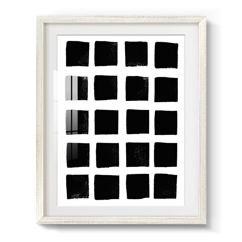Carré - imprimé encadré, H 19,5 po x l 16,5 po, Blanc
