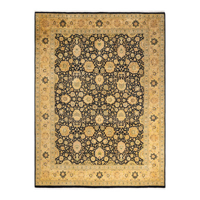 Tapis noir / beige / brun noué à la main de conception unique 7 pi 10 po x 10 pi 7 po Hayner