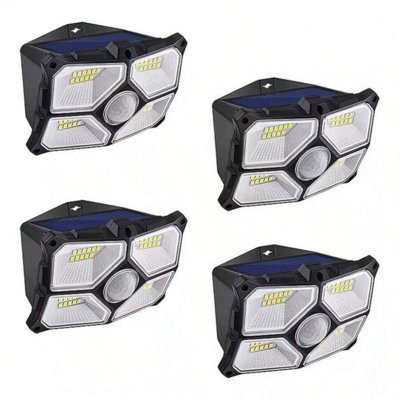 Ensemble de 4 lampes murales solaires à détecteur de mouvement - Lampe de sécurité extérieure imperméable pour cour, jardin et patio