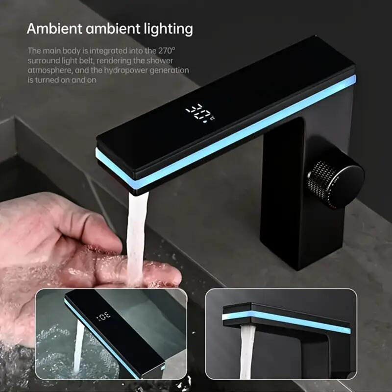 Robinet de lavabo noir à 1 trou
