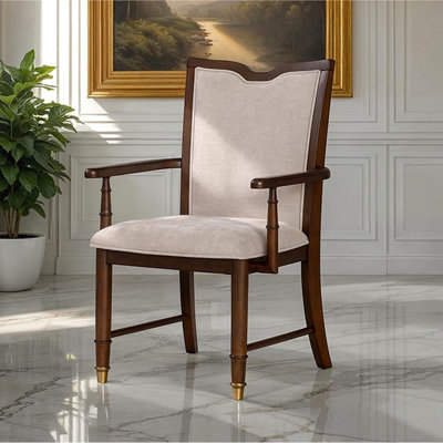 Chaise de salle à manger 2 pièces avec accoudoirs et dossier rembourrés or