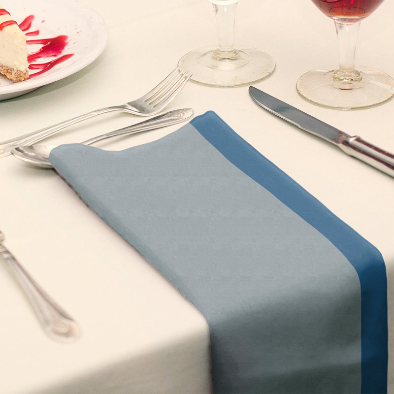 Colorado Striped Square Napkin, Silver/Blue/Black, 22" x 22", Cotton Twill