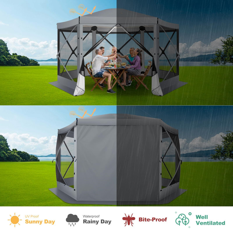 12'x12'FT Screen Room with Mosquito Netting, Grey