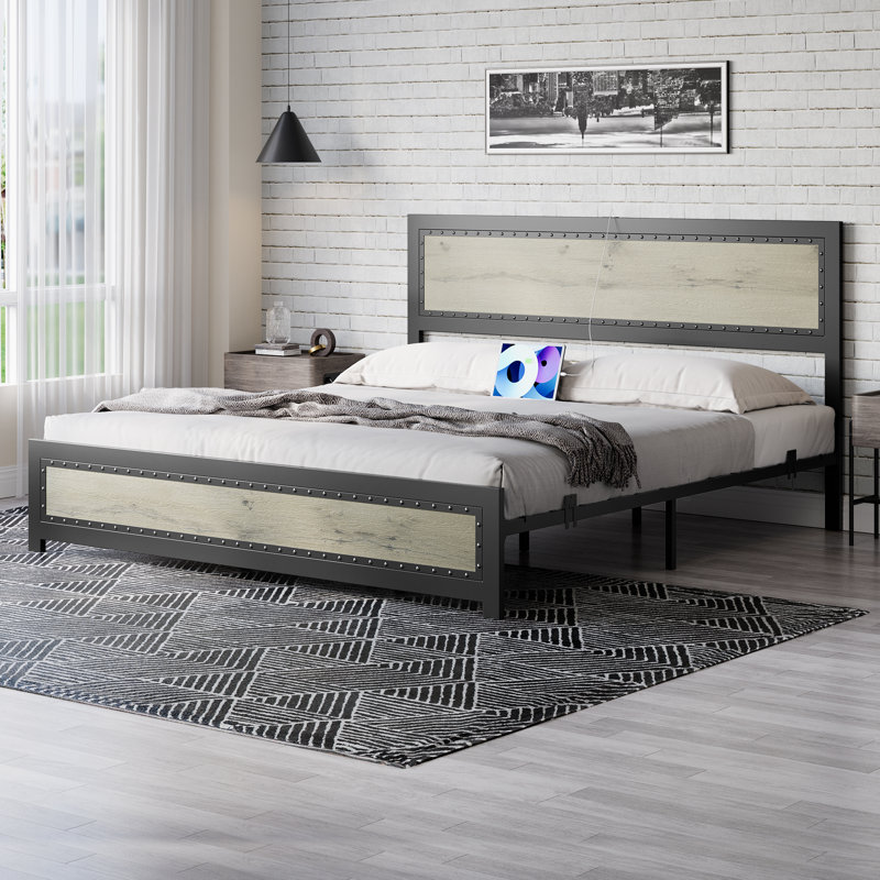 Asonte Slat Bed, Queen, Gray