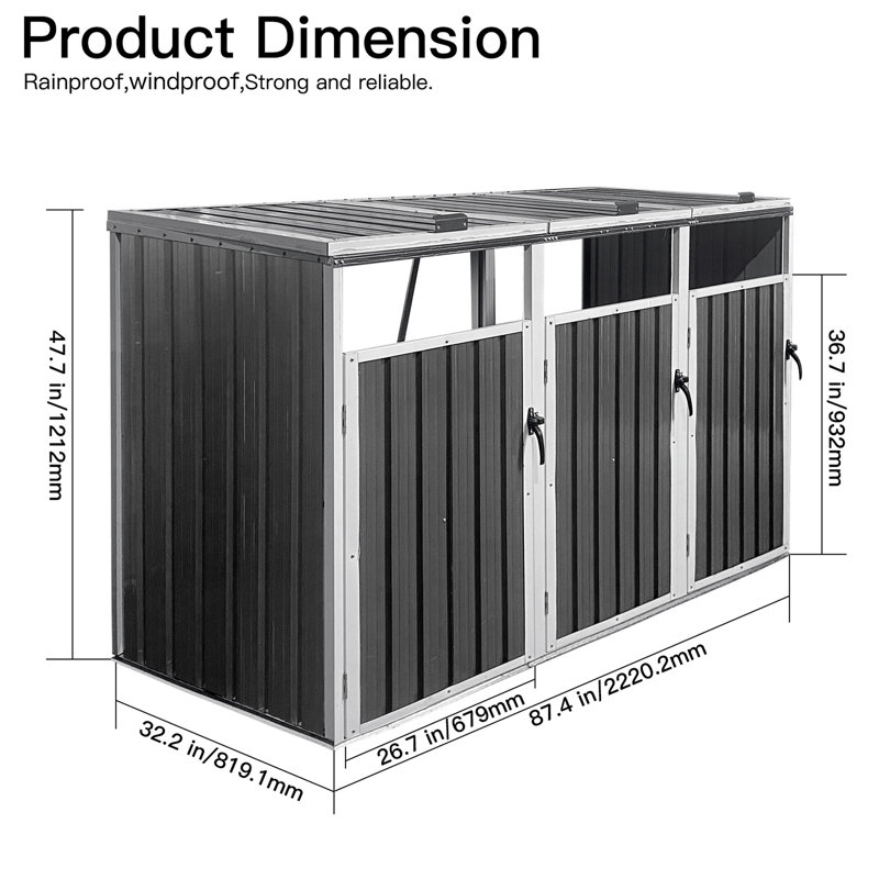 La poubelle contient 3 poubelles en métal pour le rangement des ordures, blanc et gris, Blanc / Gris