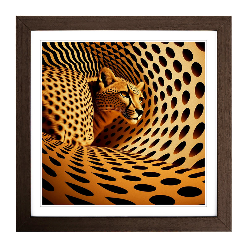 Cheetah Op Art - Framed Print, Walnut