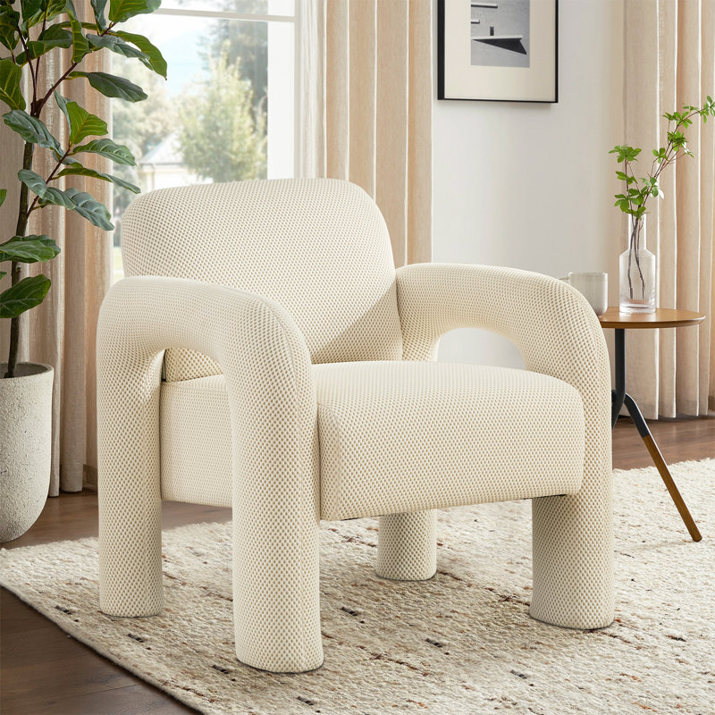 Fauteuil d'appoint rembourré 31 po de large, Mélange de polyester beige