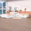 Lit plateforme simple en L en bois avec table intégrée, lit gigogne et tiroirs de rangement-971695985