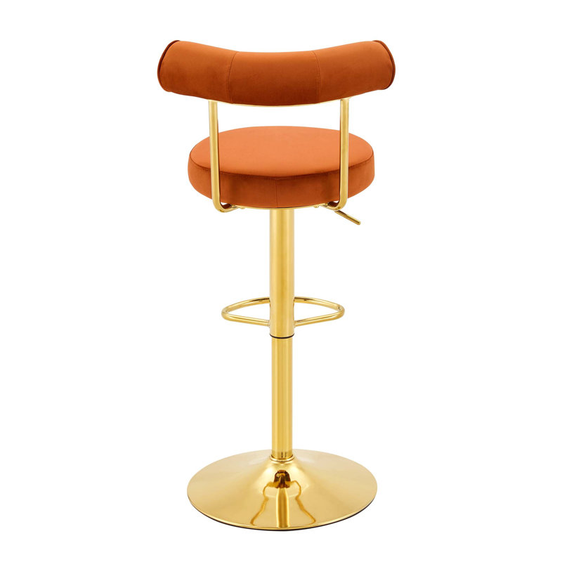 Chaise de bar ergonomique pivotante en velours à hauteur réglable, Rusty Orange