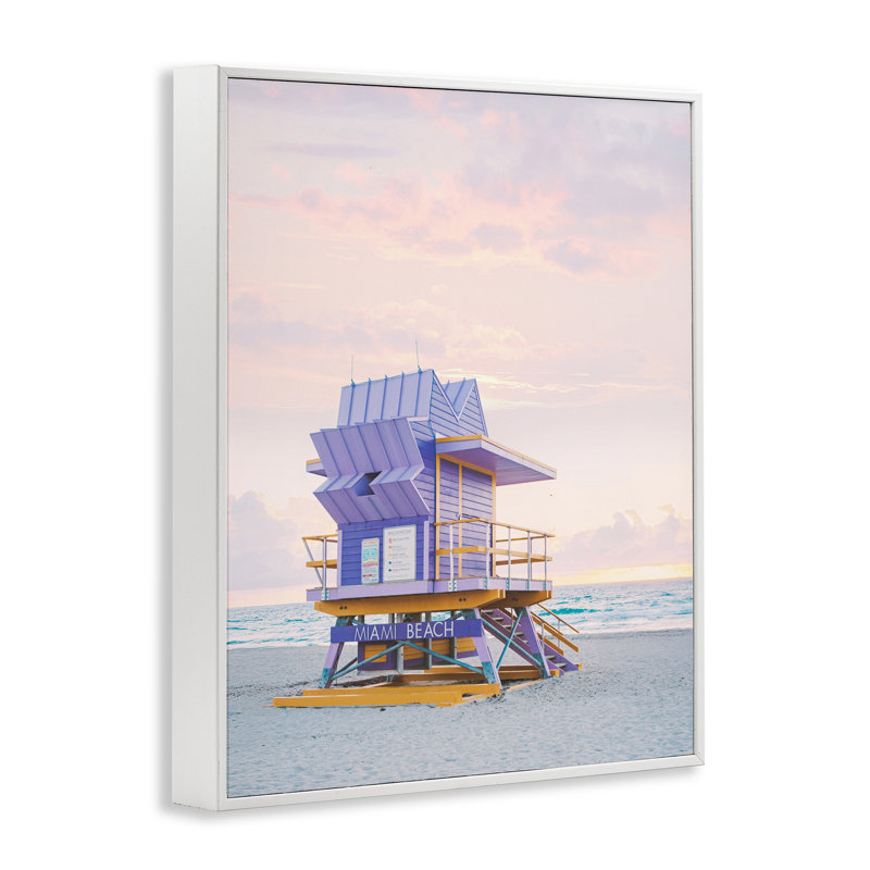 Estampe de paysage mauve mauve, giclée par Sissi et Seb, H 30 po x l 24 po, Estampe numérique encadrée blanc bord de mer