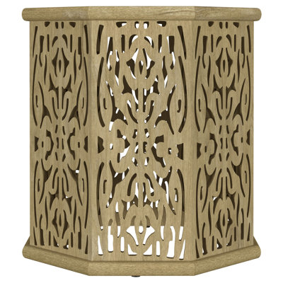 Louiese Octagonal Solid Mango Wood Side Table Natural Brown