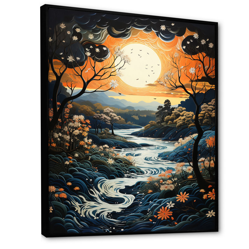 Cymbre, rivière Orange, eaux argentées II, Cadre flottant noir, H 20 po x l 12 po x P 1 po