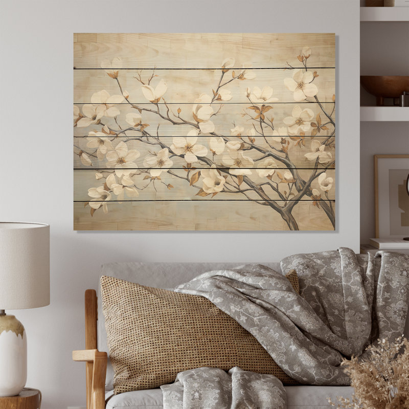 Paix sur bois de cornouiller beige et bois de pin naturel, H 24 po x l 32 po