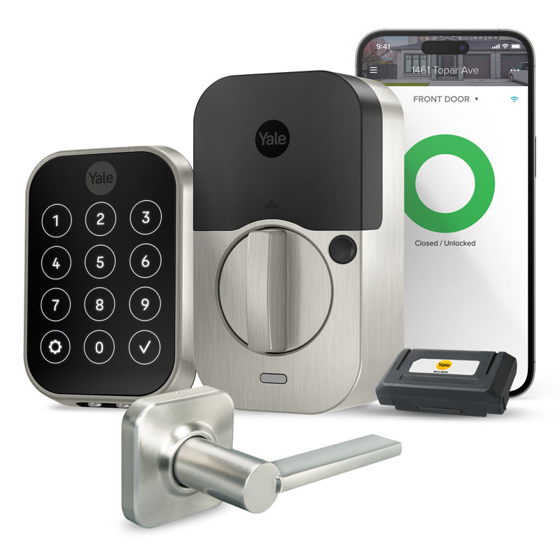 Satin Nickel Wi-Fi Bluetooth Electronic Deadbolt with Touchscreen Keypad