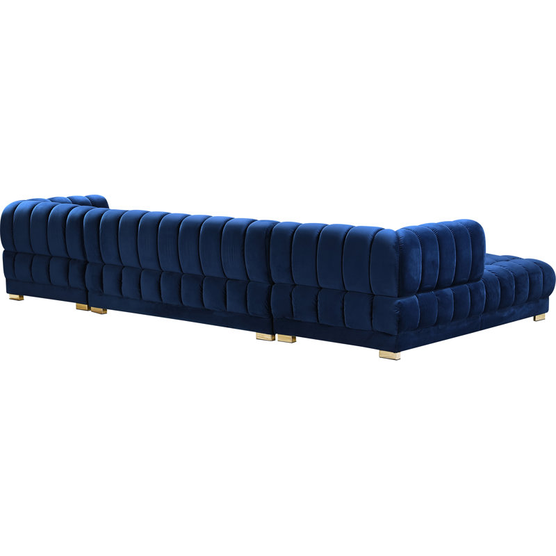 Velvet U-Shaped Sectional Symmetrical, Navy Velvet