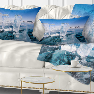 Coussin lombaire à imprimé paysage et glace