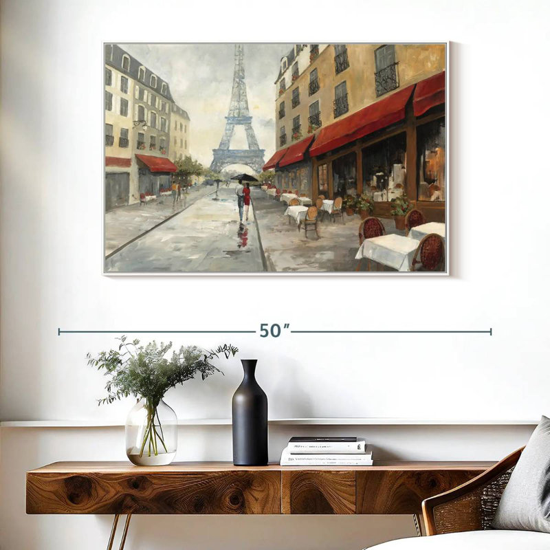 Le matin à Paris, Cadre flottant blanc, 40 po x 27 po
