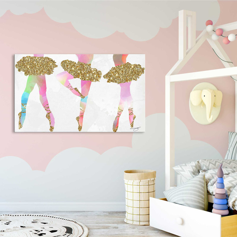 3 danseurs (horizontal) par By Jodi - impression, Toile tendue, H 28 po x l 48 po x P 1,5 po
