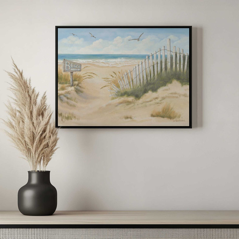 «To the Beach» par Pam Britton, reproduction d'art, L 24 po x H 18 po, Tanné, Toile avec cadre
