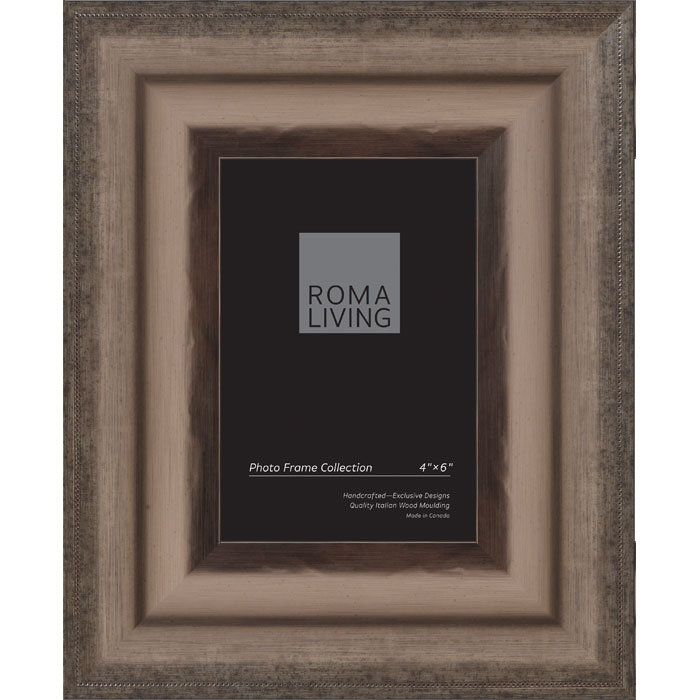 Messina Wood Beveled Picture Frame, 4" x 6", Rubbed Pewter