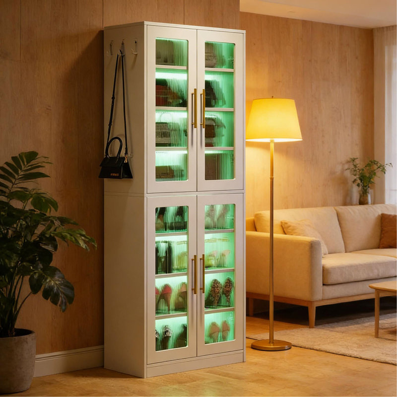 8-Tier LED Lights Shoe Cabinet