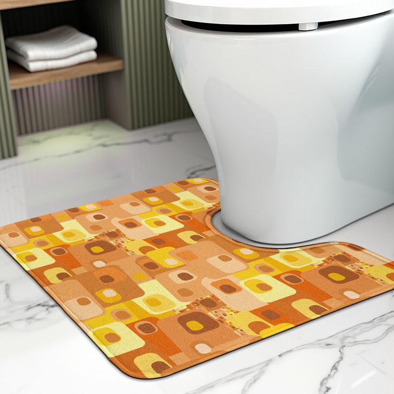  Retro Toilet Mat U-Shape Bathroom Rug 20" x 16" Multicolor